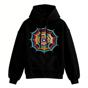 Sudadera con Capucha SPARKWELL Unisex, Diseño de Telaraña Verde Menta, Sudadera de Forro Polar, Ropa Casual de Calle para Otoño e Invierno - Product Image 3