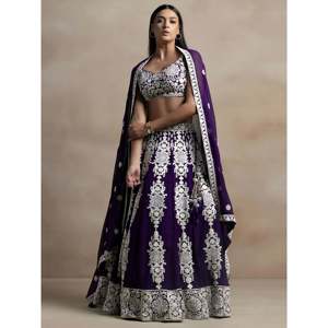 Lehenga Choli de Georgette con Hilo Morado Encantador para Mujer, Ideal para Festivales - Product Image 1