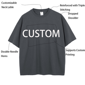 เสื้อยืดทรงบ็อกซี่ลำลองสำหรับผู้ชาย ผ้าฝ้าย 100% น้ำหนักเบา รับสกรีนโลโก้ตามแบบ บริการ OEM ผ้าถักลาย - Product Image 3