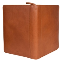 Tan puro cuero suave genuino cartera A4 cuaderno carpeta de documentos caso hecho a mano cuero Real cremallera archivo almacenamiento Personal