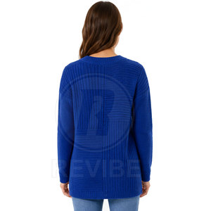 Pull en tricot moderne pour femme, décontracté, respirant, avec logo frontal, finition premium, personnalisable, 100 % coton/laine, haute qualité, export - Product Image 2