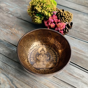 Conjuntos de Chakra Latón personalizar pie al por mayor Cuencos tibetanos para cantar chakra Meditación curativa, cuenco de sonido de yoga cuenco de canto grande - Product Image 5