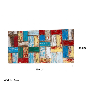 Panel de Mosaico de Madera de Barco Reciclada Hecho a Mano, Color Original, Arte de Pared Náutico Vintage, Decoración Interior Sostenible - Product Image 1
