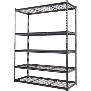 5-Tier Adjustable 2000 Lbs Capacity Heavy Duty Metal Garage Shelves Storage Shelving Unit Organizer <b>Wire</b> <b>Rack</b> Black 60"L" - Product Image 1