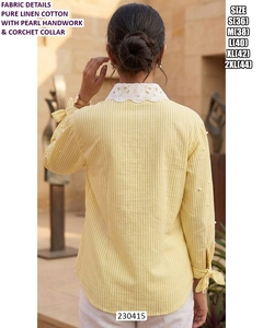Chemise décontractée à col rayé faite à la main - Product Image 5