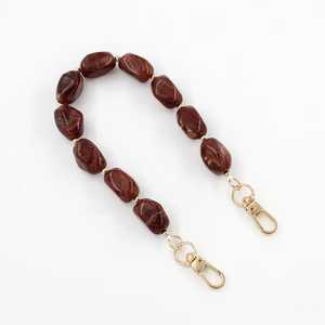 Porte-clés en perles de résine rondes, fait main, accessoire de mode, fermoir doré, couleur rouge-brun, B.H CRAFTS, modèle BH-1608 - Product Image 1