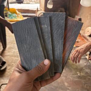 Material Rectangular de Cuerno de Búfalo Natural Negro Rayado para Empuñaduras de Cuchillos - Product Image 3