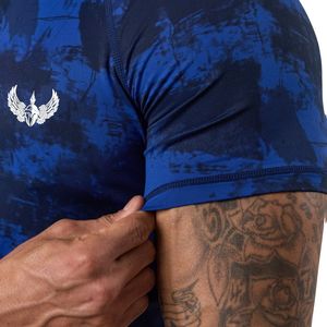 T-shirt de compression à manches courtes pour homme, camouflage bleu, entraînement sportif, performance athlétique, gym, fitness, vêtements de sport - Product Image 6
