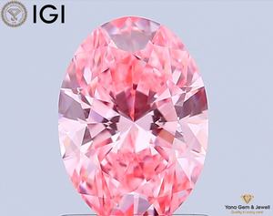 Diamante Cultivado en Laboratorio con Certificado IGI, Corte Ovalado, 1.00 Quilates, Color Rosa Intenso, Claridad VVS2, para Centro de Mesa Premium - Product Image 1
