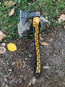 Handmade Custom High Carbon Steel Damascus <b>Axe</b> Stainless Steel <b>Axe</b> Head Ash Wood Handle Outdoor Leather Sheath Splitting <b>Axe</b> - Product Image 4