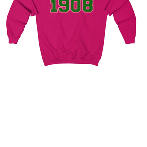 Dark Green Crewneck Sweatshirt with Pink and Green Graphic Print Long Sleeve Cotton Fleece Casual <b>Men's</b> <b>Pullover</b> Winter Top - Product Image 5