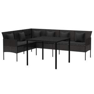 Conjunto de Comedor Grande para Jardín, Ratán PE Negro con Acero con Recubrimiento en Polvo, Muebles Elegantes para Exteriores - Product Image 3