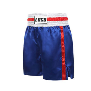 กางเกงมวยสีน้ำเงินลายแดง โพลีเอสเตอร์ ใส่สบาย เหมาะสำหรับการฝึกซ้อมทุกฤดูกาล อุปกรณ์กีฬาต่อสู้ ผลิตโดยผู้ผลิตกางเกงมวย - Product Image 1
