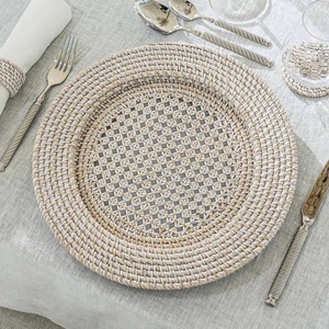 Open weave silver rattan charger plates new design decorative braided service plate chargers - Product Image 6