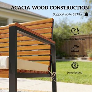 Set di Due Sedie a Dondolo da Esterno Bianco Crema per Giardino e Terrazza (Solo Due Sedie) - Product Image 3