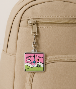 Porte-clés pendentif fabriqué en Corée (Tour Namsan Séoul) imprimé numériquement en acrylique/polyester 29x32mm léger - Product Image 4