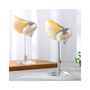Unique Natural Seashell Wine Glass Ocean Theme Handmade Drinking Glass for Coastal Home Decoration - Product Image 1