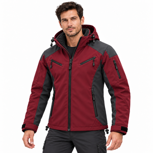 Chaqueta Deportiva de Invierno para Hombre con Logotipo Personalizado, Chaqueta Softshell con Cremallera, Resistente al Viento, con Bloques de Color, para Senderismo y Actividades al Aire Libre, Forro Polar Cálido - Product Image 4