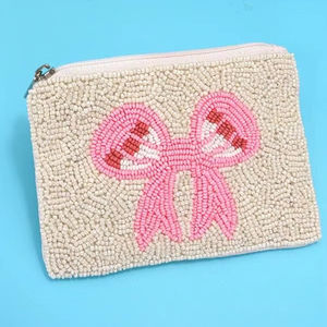 Porte-monnaie miniature fait main en perles de rocaille, élégante pochette carrée perlée, au meilleur prix - Product Image 1