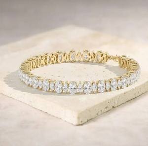 Real Moissanite Tennis Bracelet Silver Plated Marquise Cut Sparkling Claw Setting Wrist Chain Party Wedding Jewelry <b>Gift</b> Unisex - Product Image 1