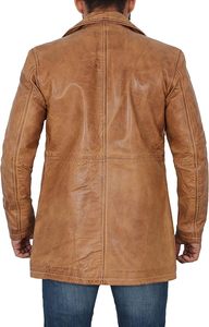 Chaquetas Largas de Cuero Genuino Elegantes a Precios de Mayoreo de Alta Calidad, Abrigos de Cuero Personalizados OEM para Hombre 2026 - Product Image 4