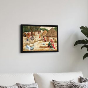 Classical ArtX <b>Paper</b> Village Scenery Painting Multicolor Vastu <b>Wall</b> Art for Living Room Bedroom 18x12 Inches Set of 1 - Product Image 5