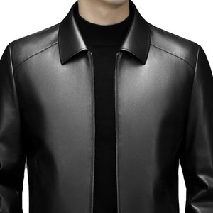 Custom Turn Down Collar Design <b>Men</b> Genuine Leather <b>Jackets</b> Fashionable Light Weight <b>Men</b> Leather <b>Jackets</b> - Product Image 4