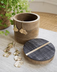 Marble Mango Wooden Jewelry <b>Box</b> Handmade Iron Lid Stackable Round Shape Customizable Size Gift Set - Product Image 6