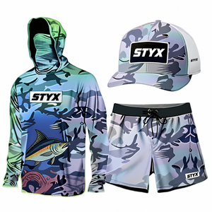 Full Sublimation Fishing <b>Hoodie</b> With Face Mask Men's UPF50+ Quick Dry Long Sleeve Summer Fishing Shirt Custom Logo Wholesale - Product Image 1