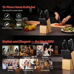 Set di coltelli da cucina per uso domestico e commerciale con ceppo portacoltelli per utensili da pesce - Product Image 3