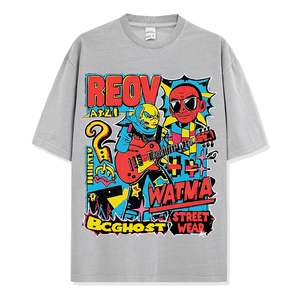 T-shirt unisexe à coupe classique, motif à carreaux, en coton 100% premium, respirant, tricoté, décontracté - Product Image 3