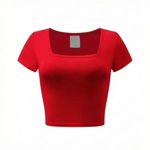 Camiseta Corta de Manga Corta para Mujer, Hecha de Tela de Algodón, Camisetas Elegantes de Boutique, Ropa Deportiva de Moda, Ropa Deportiva para Gimnasio - Product Image 1