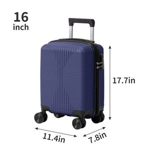 Valise trolley 4-en-1 en PP bleu marine tendance, légère, 16, 20, 24, 28 pouces, bagage cabine pour voyage, sans serrure douanière TSA - Product Image 3