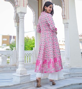 เสื้อคลุมฤดูร้อนลายเรขาคณิตผ้าเรยอนสำหรับคนท้อง แบบคาฟตัน อนาร์กาลี คุร์ติ ไซส์ใหญ่ เสื้อผ้าผู้หญิง ผ้าฝ้าย 100% แห้งเร็ว - Product Image 6