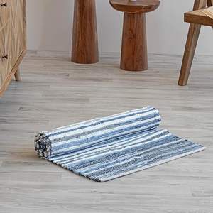 Tapis tressé artisanal en chindi recyclé, tapis de sol coloré, tapis de porte écologique, décoration de sol, Inde - Product Image 6