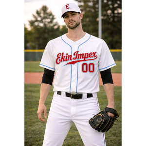 Maillot de baseball personnalisé vierge en gros pour broderie, maillots de softball pour hommes, maillot de baseball avec logo brodé personnalisé pour hommes - Product Image 3