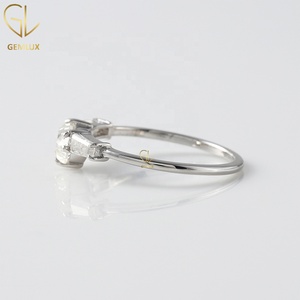 14k Gold Three Stone Engagement <b>Ring</b>, Half <b>Moon</b> & Baguette Tapered Cut Moissanite Diamond Wedding <b>Ring</b> - Product Image 6