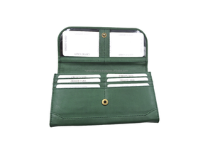 Premium Quality Handmade Green Genuine Leather Ladies Wallet Magnet Flap Closure with Customizable <b>Card</b> Slots Personalized <b>Purse</b> - Product Image 2