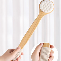 Gant de Douche Exfoliant Écologique en Bambou à Long Manche avec Poils Doux Nano Naturels pour Massage du Dos et du Corps, Utilisation Humide ou Sèche