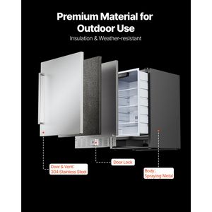 Mini Refrigerador de 24 Pulgadas para Interiores/Exteriores, 150 QT, Independiente, Bajo Encimera, para Bebidas y Cerveza, Capacidad para 180 Latas, Mini Instalación - Product Image 4