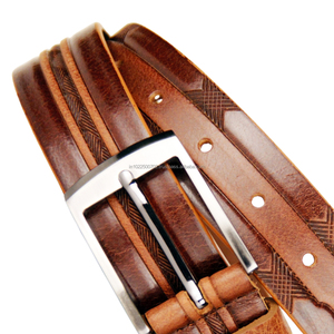 Cinturones de cuero informales para hombre con estilo para uso diario Cinturones duraderos genuinos Cinturones de cuero de grano completo para hombres Logotipo personalizado al por mayor - Product Image 2