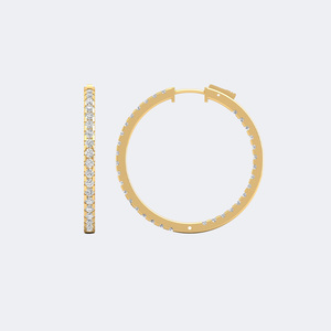 4.55CTW IGI Certified Gold Plated Lab Grown Round Cut <b>Large</b> <b>Hoop</b> Diamond Earrings - Product Image 4