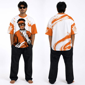 T-shirt surdimensionné en polyester/coton 220g imprimé sérigraphié sur mesure, haute qualité, épaules tombantes, pour hommes et femmes, style streetwear - Product Image 3