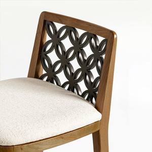 Chaise de comptoir décorative en teck avec dossier géométrique, assise rembourrée douce et repose-pieds sculptural, fabriquée à Jepara - Product Image 2