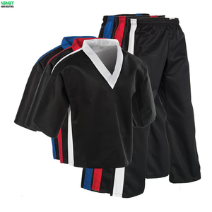 Uniforme de Taekwondo Unisex con Cuello en V, Dobok de Artes Marciales, Conjunto de Camiseta de Manga Corta y Pantalones con Franja Lateral - Product Image 2