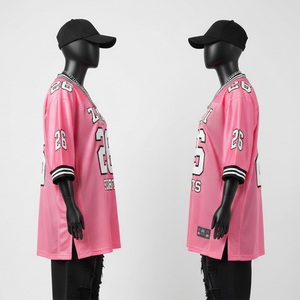 Camiseta de Fútbol Femenina de Calidad, Tejido de Malla de Poliéster Transpirable GSM, Elegante Color Rosa, Logotipo Personalizado Impreso, Camiseta de Fútbol Femenina de Algodón - Product Image 3