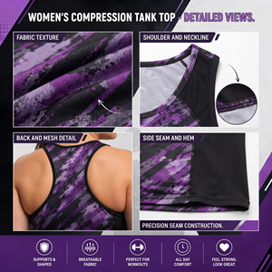 Women Fitness Tank Top Plus Size Muscle Support Compression <b>Singlet</b> Top Custom Printed Sleeveless Yoga Tee Gym Training Tank Top - Product Image 6