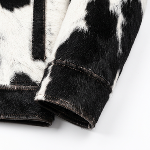 Nouvelle Veste Homme en Cuir de Vachette Respirante avec Logo Personnalisé, Col Montant Zippé, Patch en Fourrure Noire, Coupe Droite, Hiver - Product Image 3