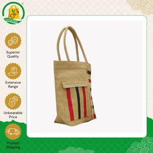 Bolsa de Compras Reutilizable Ecológica de Alta Calidad, Bolsa de Regalo de Yute con Patrón de Letras, Asa de Cinta de Algodón - Product Image 3