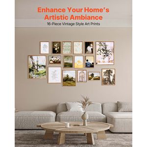 16 PCS Vintage Eclectic <b>Framed</b> Wall Art <b>Prints</b> High Glow Gallery Wall Decor <b>with</b> 3 Sizes Flexible Combinations - Product Image 2